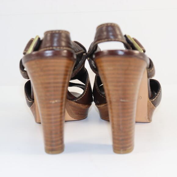 Coach Brown Leather Slingback Heeled Sandals – Women’s Size 9.5B - Picture 4 of 6